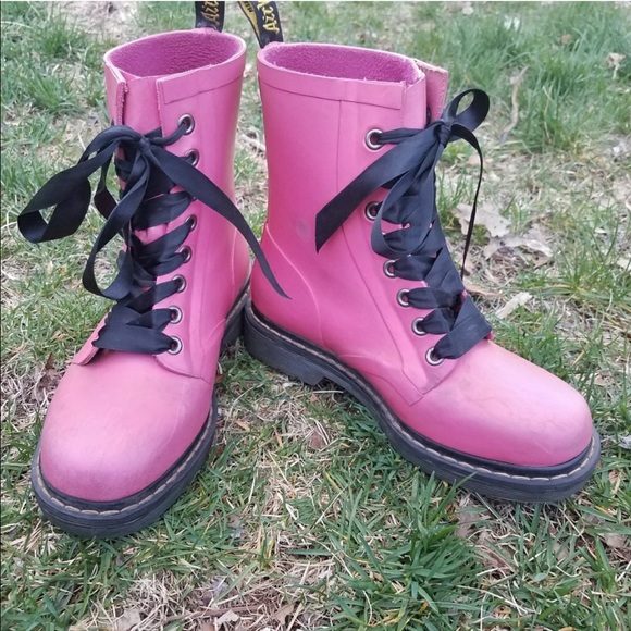 Dr. Martens Shoes - Dr Martens Vegan Drench Wellies hot pink patent